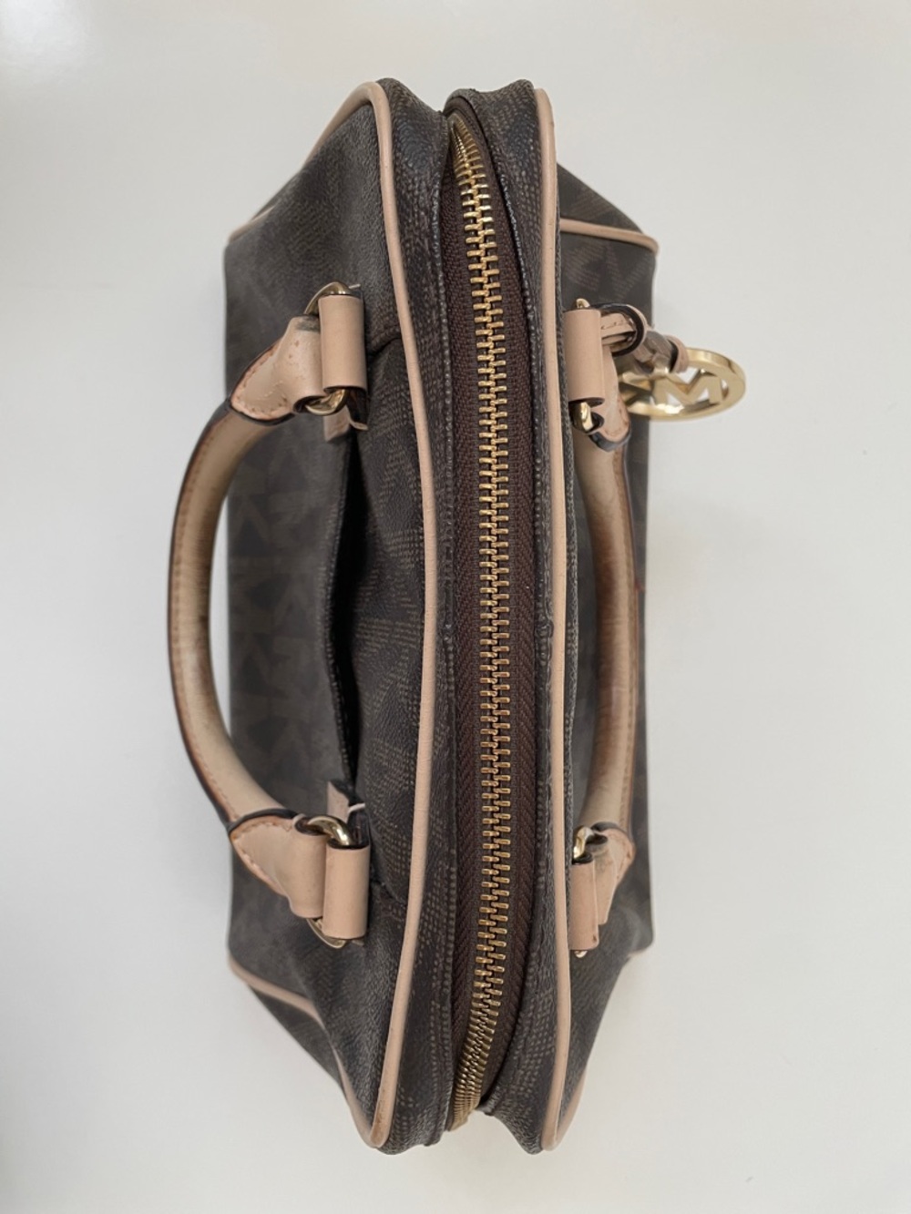 Michael Kors Grayson Barrel Leather Handbag in Brown - Picture 8 of 16